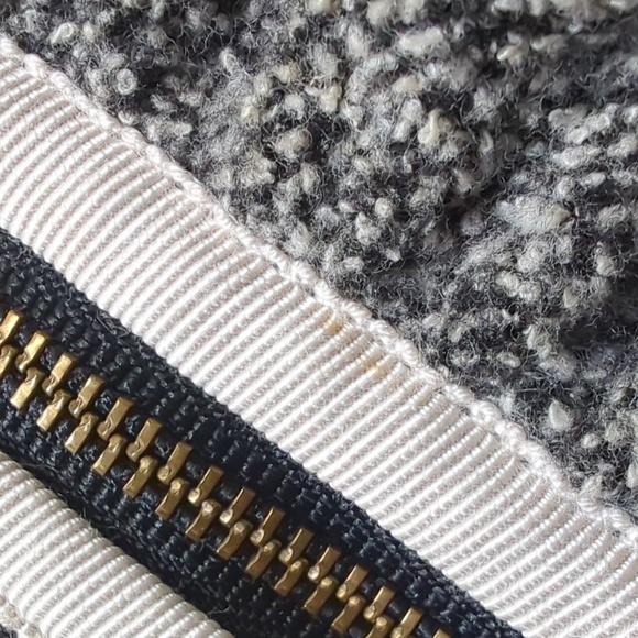 ANTHRO I Gray Boucle Ruffle Front Zip-Up Blazer Jacket by Elevenses, 6 - Picture 11 of 15